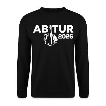 ABI 2026 Mittelfinger Abitur - Geschenk - Unisex Pullover - Schwarz - Vorne - Alina (178cm) & Michal (187cm)
