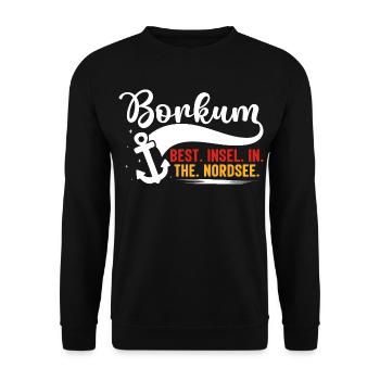 BORKUM BEST INSEL IN THE NORDSEE Lustiges - Unisex Pullover - Schwarz - Vorne - Alina (178cm) & Michal (187cm)