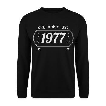 Vintage 1977 Retro-Jubiläum 1977 - Unisex Pullover - Schwarz - Vorne - Alina (178cm) & Michal (187cm)