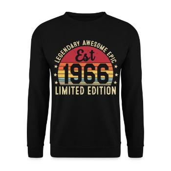 60ème anniversaire - Cadeau Vintage 1966 - Sweat-shirt Unisexe - noir - Devant - Alina (178cm) & Michal (187cm)