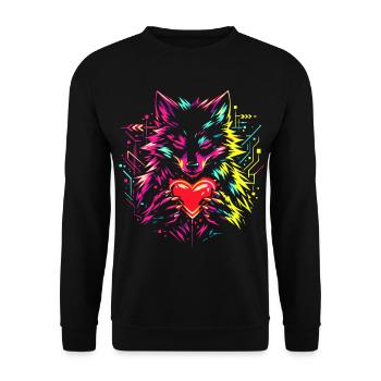 Wolf Hugs Heart Valentine's Day Gift - Unisex Sweatshirt - black - Front - Alina (178cm) & Michal (187cm)