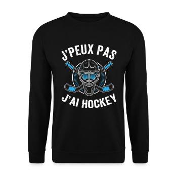 J'Peux Pas J'Ai Hockey Cadeau Hockey sur Glace - Unisex Sweatshirt - black - Front - Alina (178cm) & Michal (187cm)