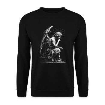 Engel Silhouette Gravur - Unisex Pullover - Schwarz - Vorne - Alina (178cm) & Michal (187cm)