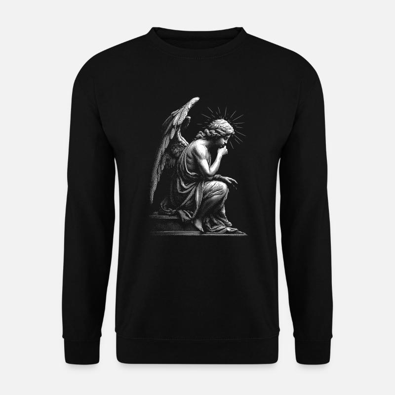 Engel Silhouette Gravur - Unisex Pullover - Schwarz