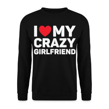 Ich liebe das Valentinstagsgeschenk meiner verrückten Freundin - Unisex Pullover - Schwarz - Vorne - Alina (178cm) & Michal (187cm)