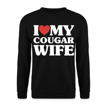 I Love My Cougar Wife Cadeau Saint Valentin Humour - Sweat-shirt Unisexe - noir - Devant - Alina (178cm) & Michal (187cm)
