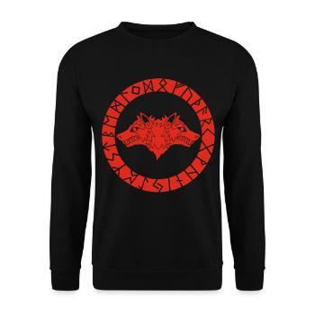 Red Viking Wolf with Two Heads - Unisex Sweatshirt - black - Front - Alina (178cm) & Michal (187cm)