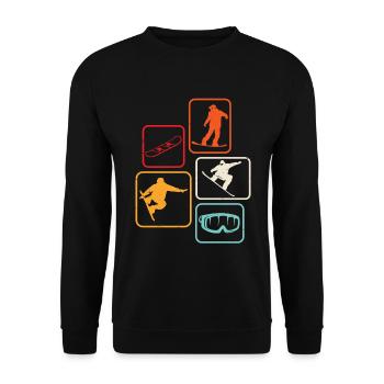 Snowboard retro Snowboarden Skifahren  - Unisex Pullover - Schwarz - Vorne - Alina (178cm) & Michal (187cm)