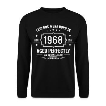 Millésime original 1968 | Cadeau d’anniversaire 1968 - Sweat-shirt Unisexe - noir - Devant - Alina (178cm) & Michal (187cm)