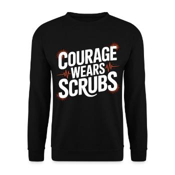 ER Nurse Courage Wears Scrubs Medical Worker - Unisex Sweatshirt - black - Front - Alina (178cm) & Michal (187cm)