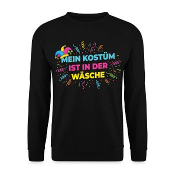 Mon costume dans la blanchisserie – Chemise drôle de carnaval - Sweat-shirt Unisexe - noir - Devant - Alina (178cm) & Michal (187cm)