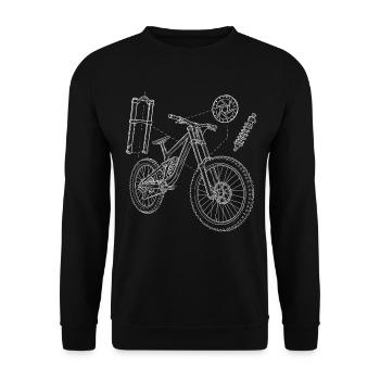 Croquis de géométrie du VTT : Dessin en descente explosée - Sweat-shirt Unisexe - noir - Devant - Alina (178cm) & Michal (187cm)