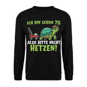 70 Jahre Schildkröte 70. Geburtstag Geschenk - Unisex Pullover - Schwarz - Vorne - Alina (178cm) & Michal (187cm)