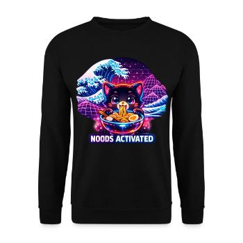 Ramen Nouilles, Amoureux des Chats, Kats Kawaii Rétro - Sweat-shirt Unisexe - noir - Devant - Alina (178cm) & Michal (187cm)