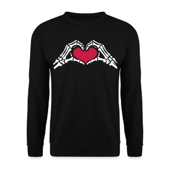 Skelett Hände Herz Liebe Valentins Tag - Unisex Pullover - Schwarz - Vorne - Alina (178cm) & Michal (187cm)