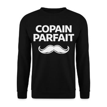 Perfekter Freund Humor Geschenk Mann Schnurrbart - Unisex Pullover - Schwarz - Vorne - Alina (178cm) & Michal (187cm)