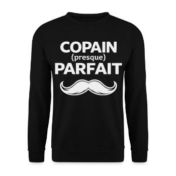 Perfekter Freund Humor Geschenk Mann Schnurrbart - Unisex Pullover - Schwarz - Vorne - Alina (178cm) & Michal (187cm)