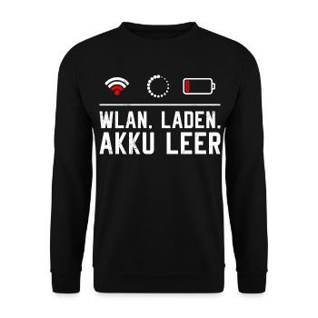 Codeur WiFi. CHARGEMENT. BATTERIE VIDE DRÔLE - Sweat-shirt Unisexe - noir - Devant - Alina (178cm) & Michal (187cm)