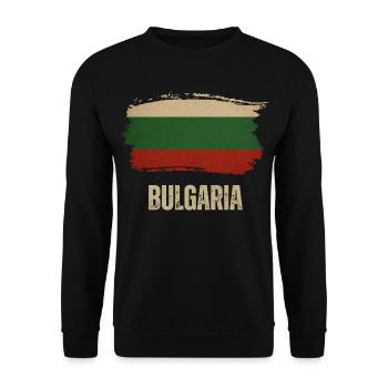 Bulgarische Grunge-Flagge, ich liebe Bulgarien - Unisex Pullover - Schwarz - Vorne - Alina (178cm) & Michal (187cm)