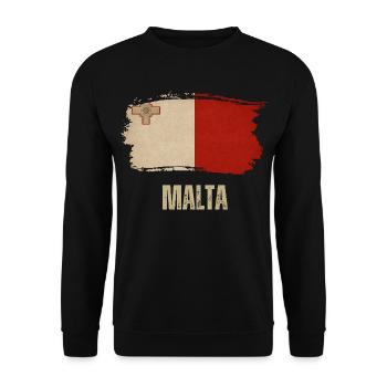 Drapeau grunge maltais, j’adore Malte - Sweat-shirt Unisexe - noir - Devant - Alina (178cm) & Michal (187cm)