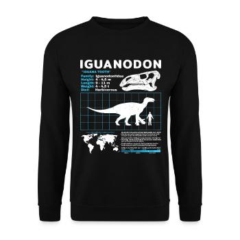 Iguanodon Fact Sheet - Unisex Pullover - Schwarz - Vorne - Alina (178cm) & Michal (187cm)