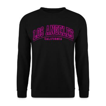 Los Angeles Neon Pink Lettering - Unisex Sweatshirt - black - Front - Alina (178cm) & Michal (187cm)