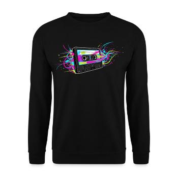 Retro Kassette 80er 90er Musik - Unisex Pullover - Schwarz - Vorne - Alina (178cm) & Michal (187cm)