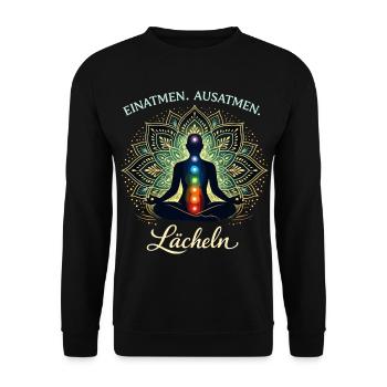 Inspire, expire, sourire - Don de méditation - Sweat-shirt Unisexe - noir - Devant - Alina (178cm) & Michal (187cm)