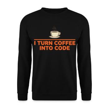 Je transforme le café en code – Programmer Retro - Sweat-shirt Unisexe - noir - Devant - Alina (178cm) & Michal (187cm)