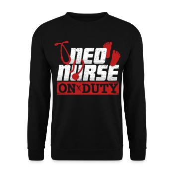 NICU Krankenschwester Neo Nurse On Duty - Unisex Sweatshirt - black - Front - Alina (178cm) & Michal (187cm)