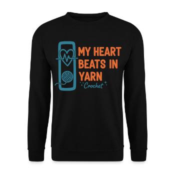 Crochet drôle, mon cœur bat dans la laine, amoureuse du crochet - Sweat-shirt Unisexe - noir - Devant - Alina (178cm) & Michal (187cm)