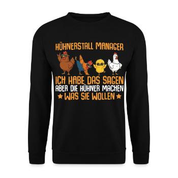 Farmer Chicken Coop Manager Chickens - Unisex Sweatshirt - black - Front - Alina (178cm) & Michal (187cm)