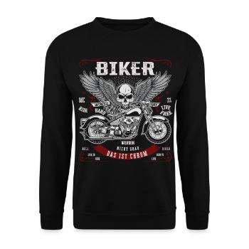 Biker werden nicht grau - Das ist Chrom - Unisex Pullover - Schwarz - Vorne - Alina (178cm) & Michal (187cm)