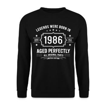 Original 1986 Vintage | Birthday present 1986 - Unisex Sweatshirt - black - Front - Alina (178cm) & Michal (187cm)