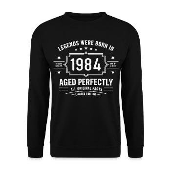 Original 1984 Vintage | Birthday Gift 1984 - Unisex Sweatshirt - black - Front - Alina (178cm) & Michal (187cm)