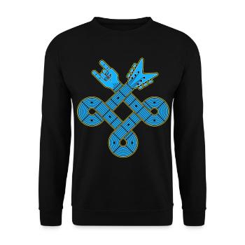 Neon Blue Guitar Knot Emblem - Unisex Sweatshirt - black - Front - Alina (178cm) & Michal (187cm)