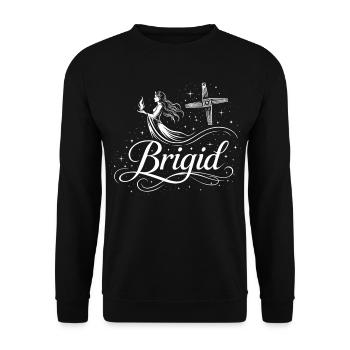 Imbolc Brigid & Flamme - Symbol & Kreuz - Unisex Pullover - Schwarz - Vorne - Alina (178cm) & Michal (187cm)