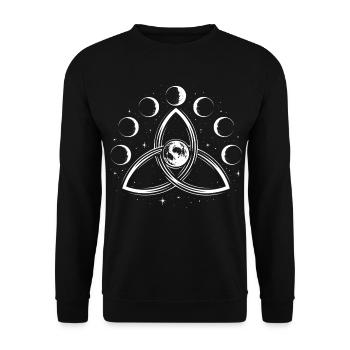 Triquetra & Moon Phases - Spiritual Symbol - Unisex Sweatshirt - black - Front - Alina (178cm) & Michal (187cm)