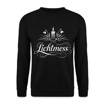 Candlemas Candle & Snowdrop Symbol - Unisex Sweatshirt - black - Front - Alina (178cm) & Michal (187cm)