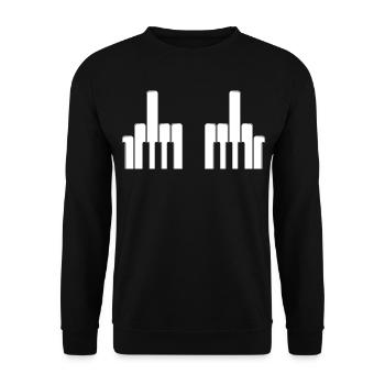 Touches de piano Doigts du majeur - Sweat-shirt Unisexe - noir - Devant - Alina (178cm) & Michal (187cm)