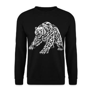 Motif grizzli tribal – Ours sauvage - Sweat-shirt Unisexe - noir - Devant - Alina (178cm) & Michal (187cm)