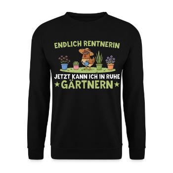 Pensionnaire. Maintenant je peux jardiner en paix - Sweat-shirt Unisexe - noir - Devant - Alina (178cm) & Michal (187cm)