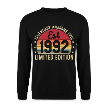 34th Anniversary - Vintage Gift 1992 - Unisex Sweatshirt - black - Front - Alina (178cm) & Michal (187cm)