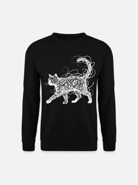 Minimalistisk krusedulle katte-stregkunst japansk - Unisex sweater - sort