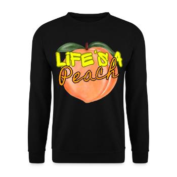 Funny Life Is A Peach Fruit Pun Summer girls Gift - Unisex Sweatshirt - black - Front - Alina (178cm) & Michal (187cm)