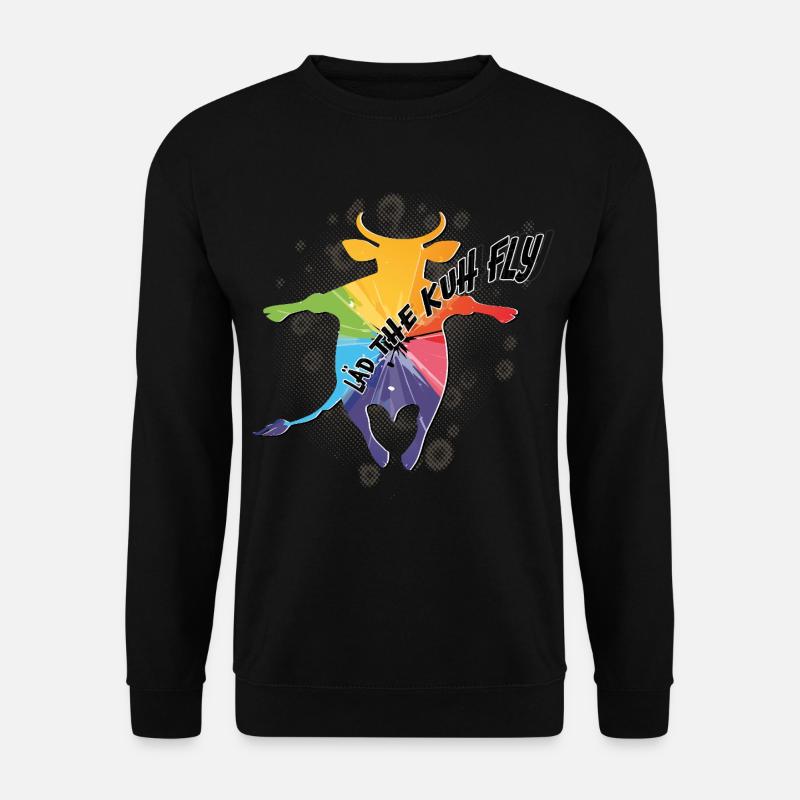 Rainbow cow in flight - Unisex Sweatshirt - black