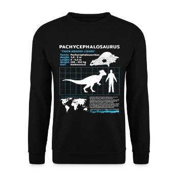 Pachycephalosaurus Fact Sheet - Unisex Pullover - Schwarz - Vorne - Alina (178cm) & Michal (187cm)