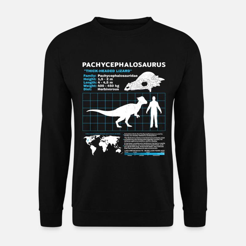 Pachycephalosaurus Fact Sheet - Unisex Sweatshirt - black