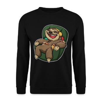 Sloth Pizza - Unisex Sweatshirt - black - Front - Alina (178cm) & Michal (187cm)