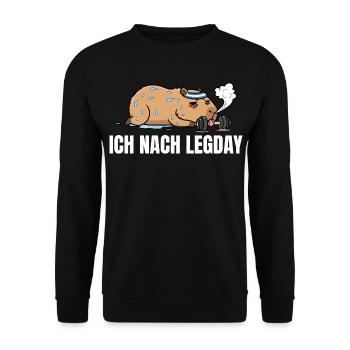 Legday Kraftsport - Lustiges Capybara Workout - Unisex Pullover - Schwarz - Vorne - Alina (178cm) & Michal (187cm)